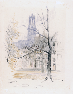 203061 Gezicht op de Domtoren te Utrecht, uit het noordoosten.01-01-1920-31-12-1930